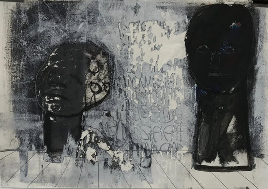 A Demure Moment of Theatrics. 59cm x 42cm. Unframed. Acrylic & Pencil on Paper. (2025) (Cat. 227)